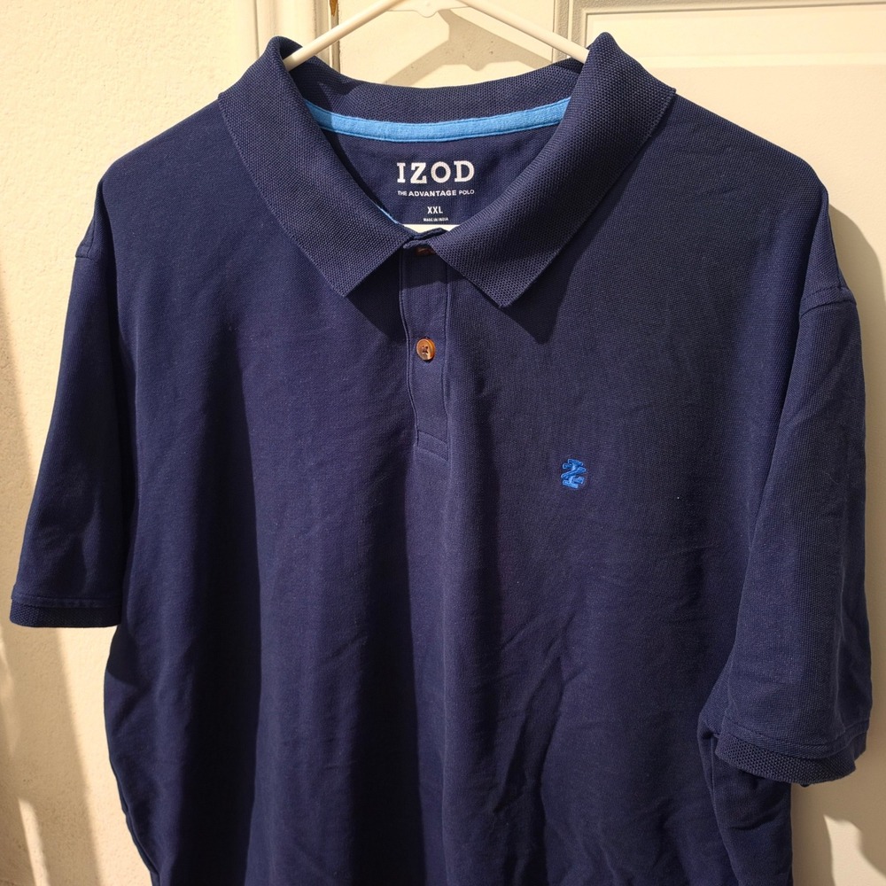 IZOD Mens Navy Blue The Advantage Polo Short Sleeve Shirt XXL Pique Knit